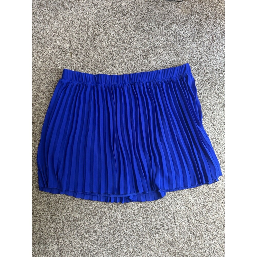 Torrid Blue Pleated Skirt Size 5 5X Elastic Waist Chiffon Overlay Plus Size